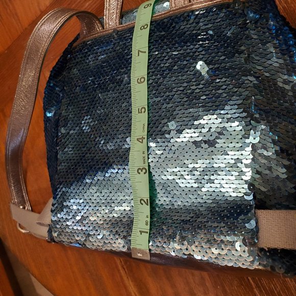 Limited Edition Coach Poppy Blue Sequin Backpack Bag 16916 - Picture 8 of 16